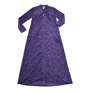 Vintage Anthony Richards Robe 1X Purple Velour Zip Front Pockets Lounge